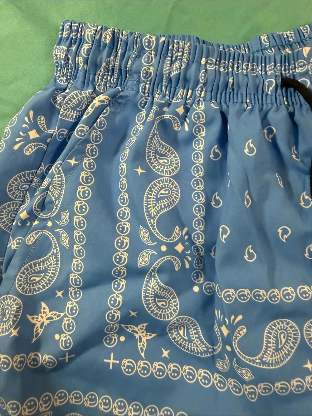 Blue Bandana-Print Boys Swim Board Boho Western Shorts